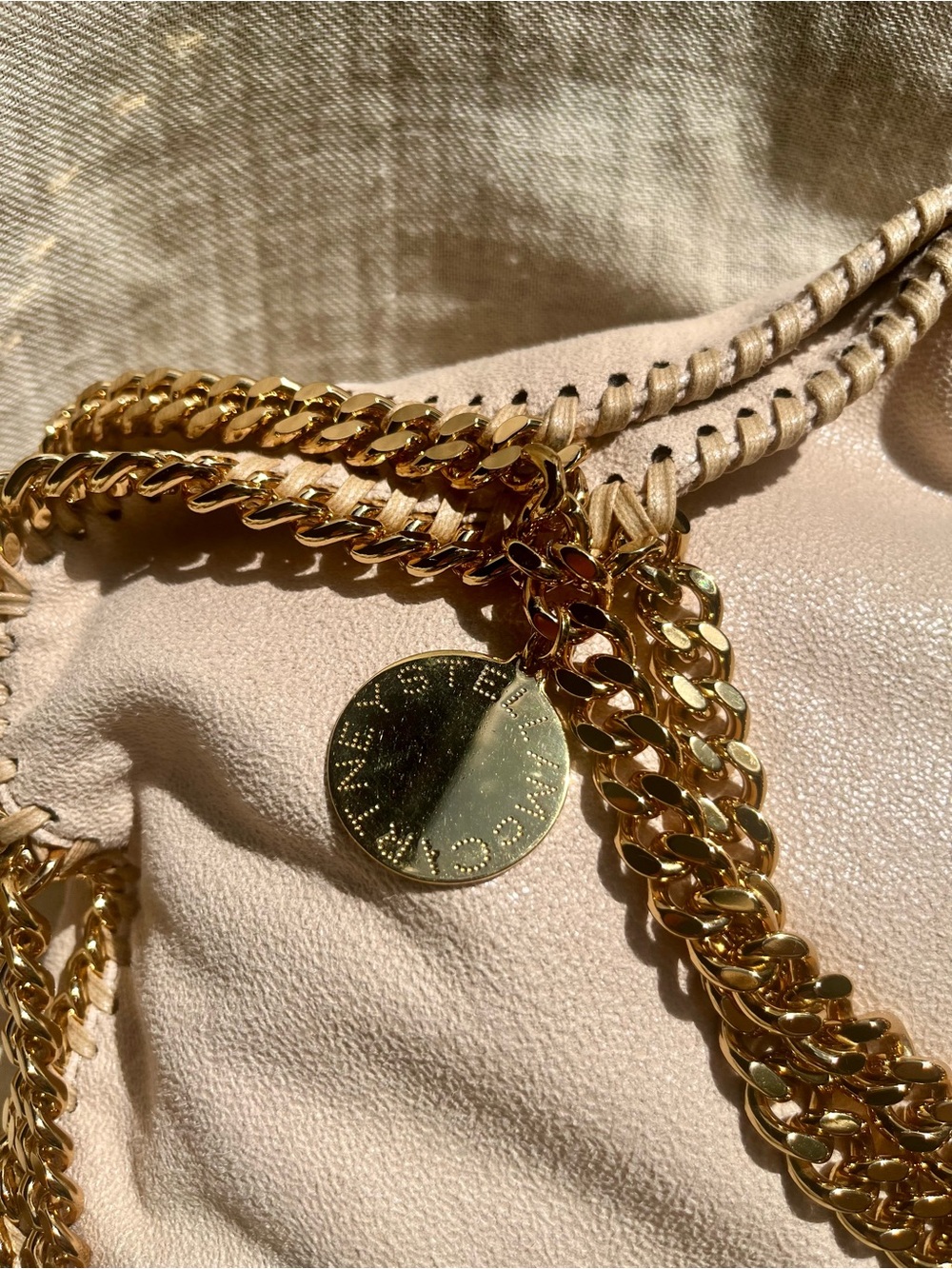 Stella McCartney Falabella Fold-Over Tote Cream Vegan with Gold - Picture 12 of 16